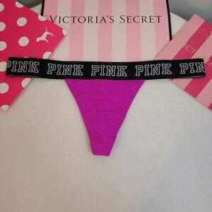 Y2K VS PINK Retired Thick Logo Band Cotton Extra Low Rise Thong Panty Size Lg